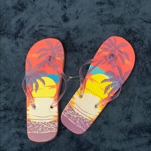 Colorful Tropical Flip Flops